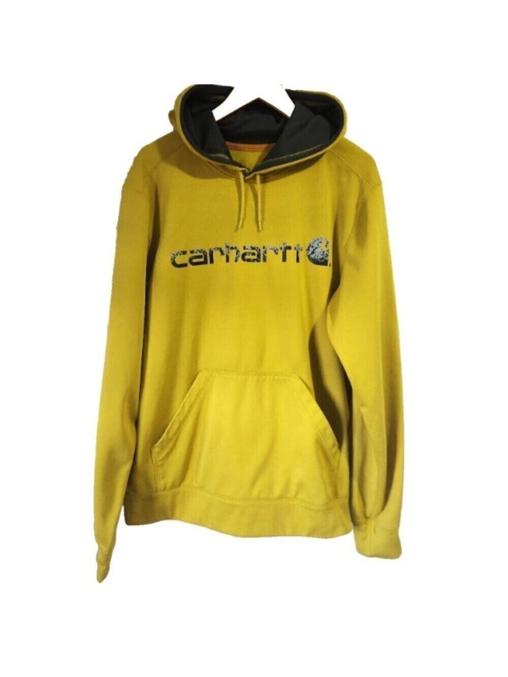 Carhartt Force Extremes Hoodie Mens Medium Yellow Relaxed Fit Pullover Sweater